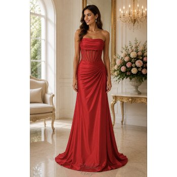 Red Satin Debs Dress Style...