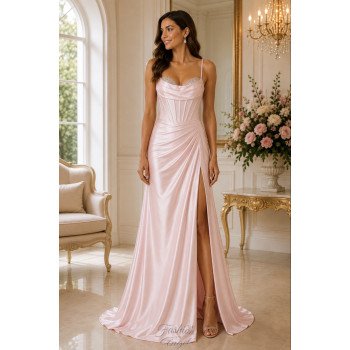 Pink Satin Debs Dress Style...