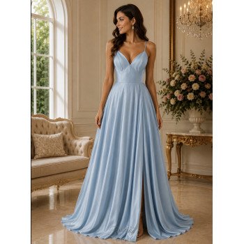 Blue Satin Debs Dress Style...