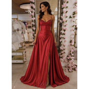 Red Satin Debs Dress Style...